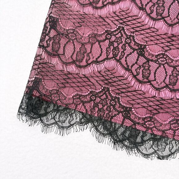 Rickie Freeman Teri Jon Skirt Size 12 Pink Silk Lace Whimsigoth Goth Fairycore - Picture 3 of 9